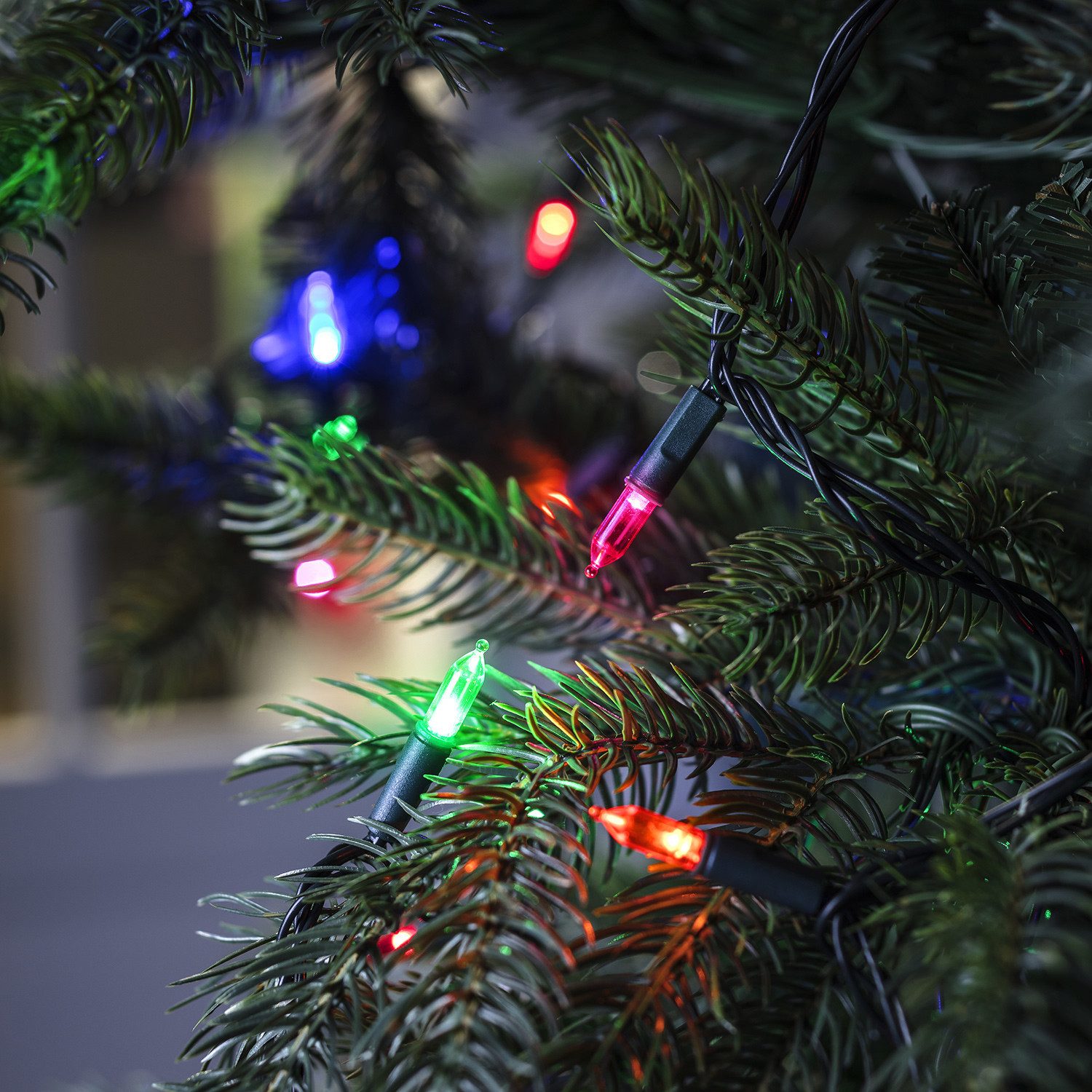 Lights4fun LED-Christbaumkerzen 150er LED Lichterkette Weihnachtsbaumbeleuchtung bunt 15m