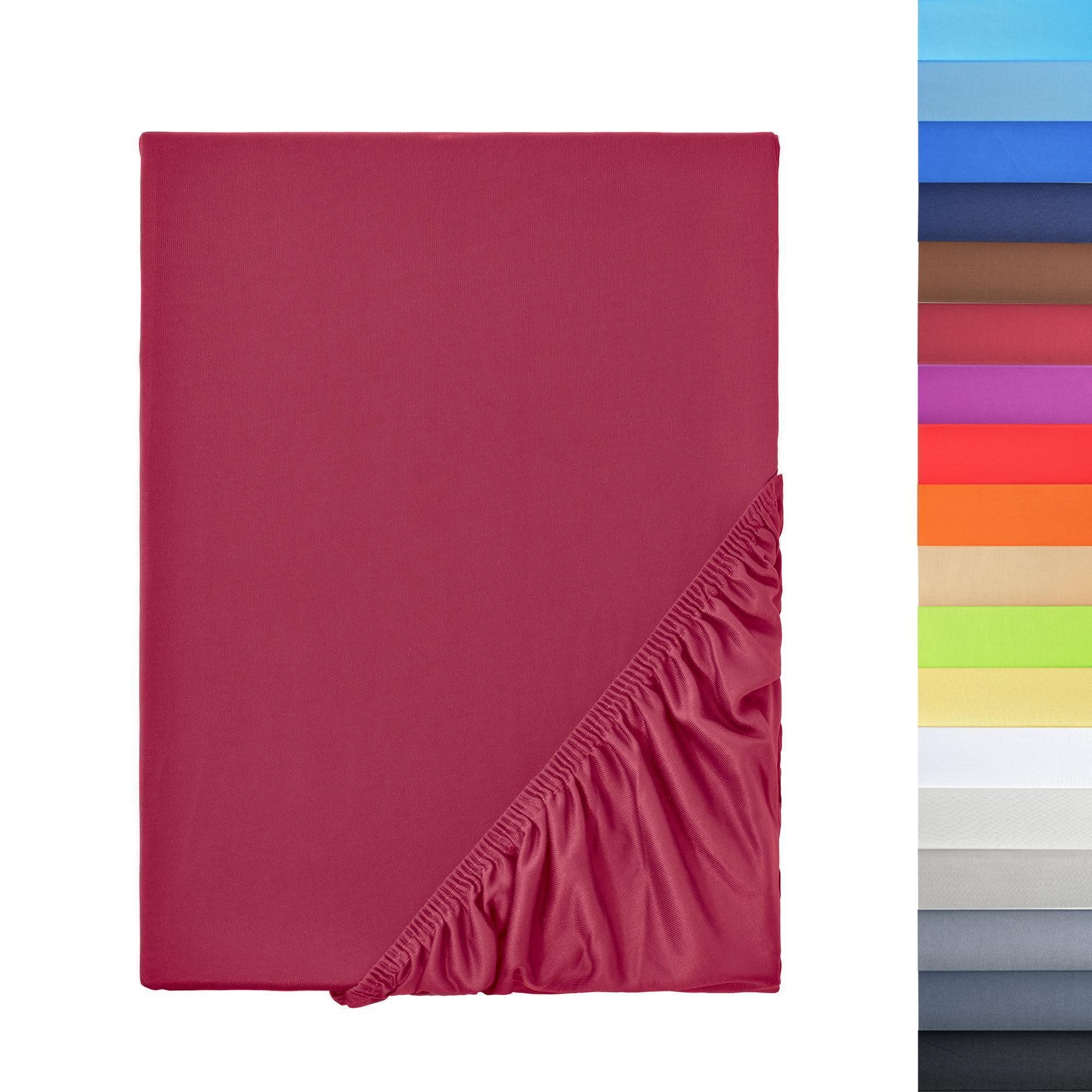 NatureMark Spannbettlaken Boxspringbett Mikrofaser Spannbetttuch 200x220cm, Polyester, Gummizug: rundum, rot