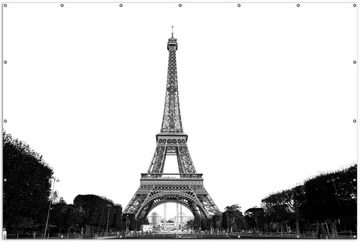 Wallario Sichtschutzzaunmatten Eiffelturm in Paris - schwarz weiß