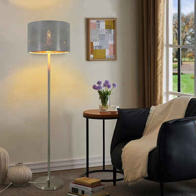 Nettlife Stehlampe Wohnzimmer Stehlampe E27 Schwarz Gold Sternenhimmel Stoffschirm, LED wechselbar, Fußschalter, Schlafzimmer Kinderzimmer Flur Café