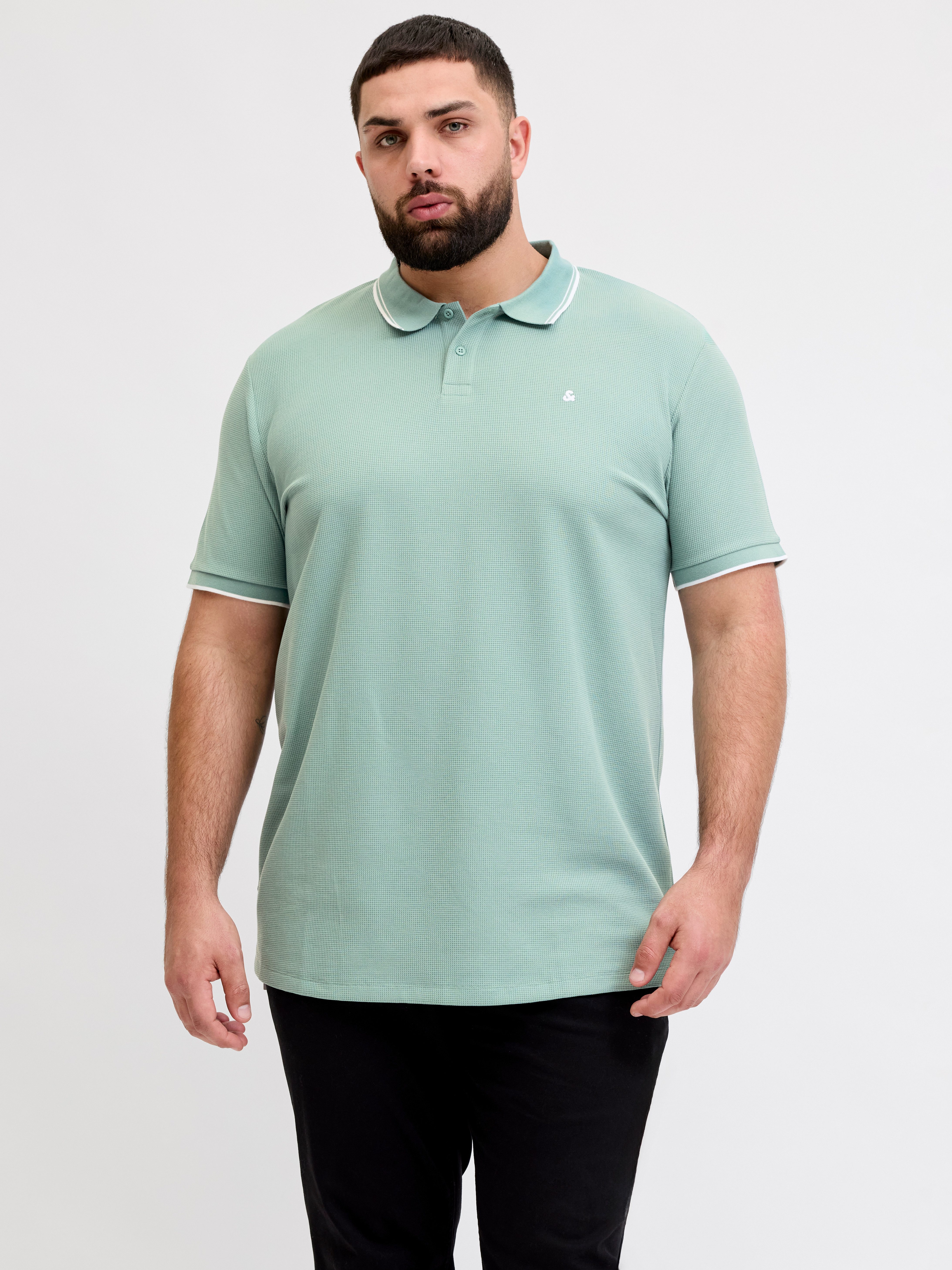 Jack & Jones PlusSize Poloshirt JJEAUSTIN POLO SS NOOS PLS Materialmix, normal geschnitten