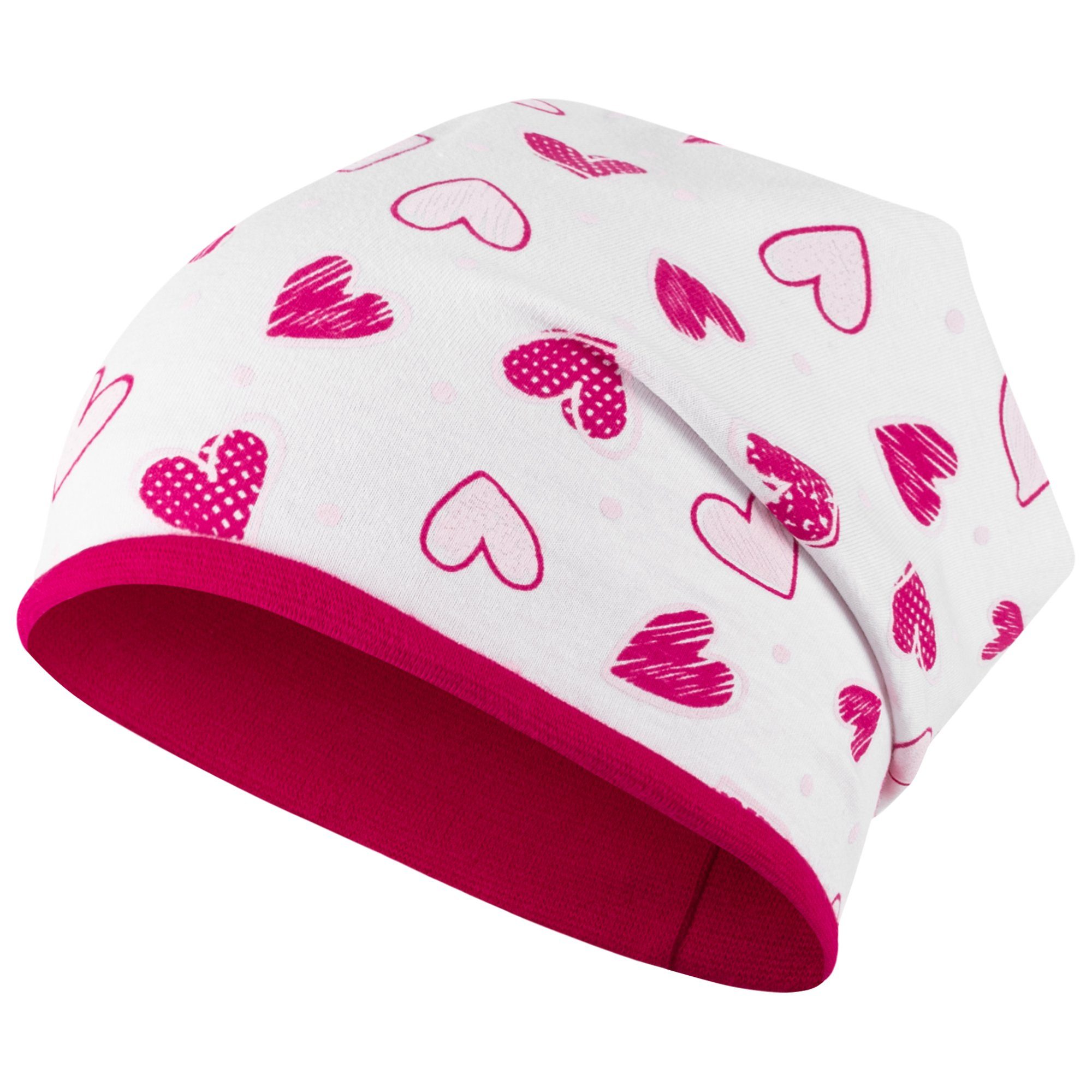 F.P.H. Maja Jerseymütze Mütze Beanie Mädchen Übergangsmütze weiß-pink