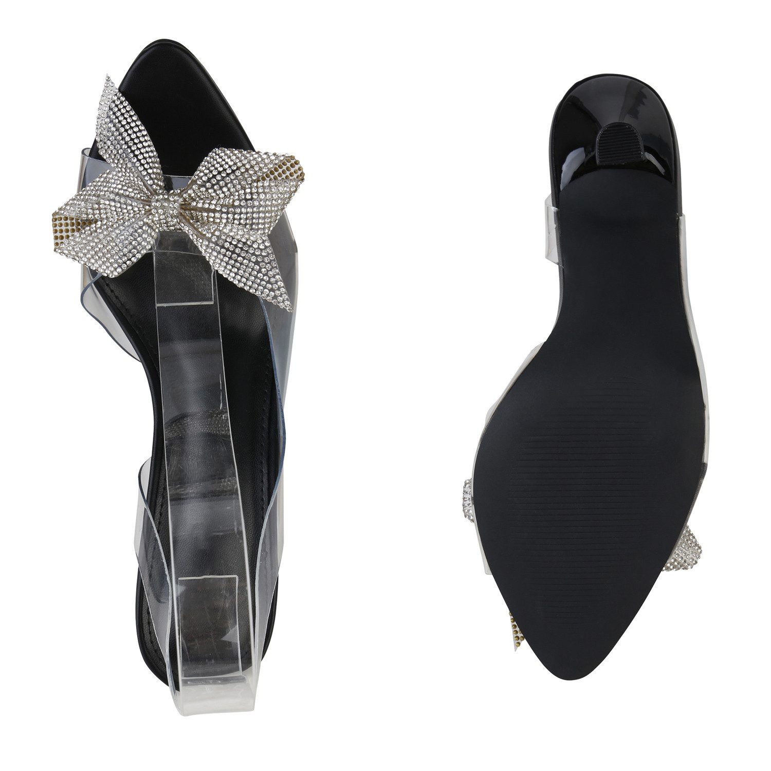 VAN HILL 841528 High-Heel-Sandalette Damen High Heels Sandaletten Party Stiletto Strass Abend-