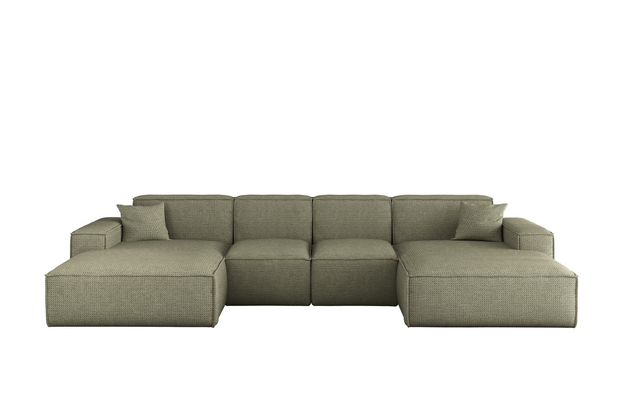 Fun Möbel Wohnlandschaft Sofa U-Form FUN PEREZ PREMIUM XS in Stoff Artico (342 cm), Rundumbezug, inkl. 2 Zierkissen
