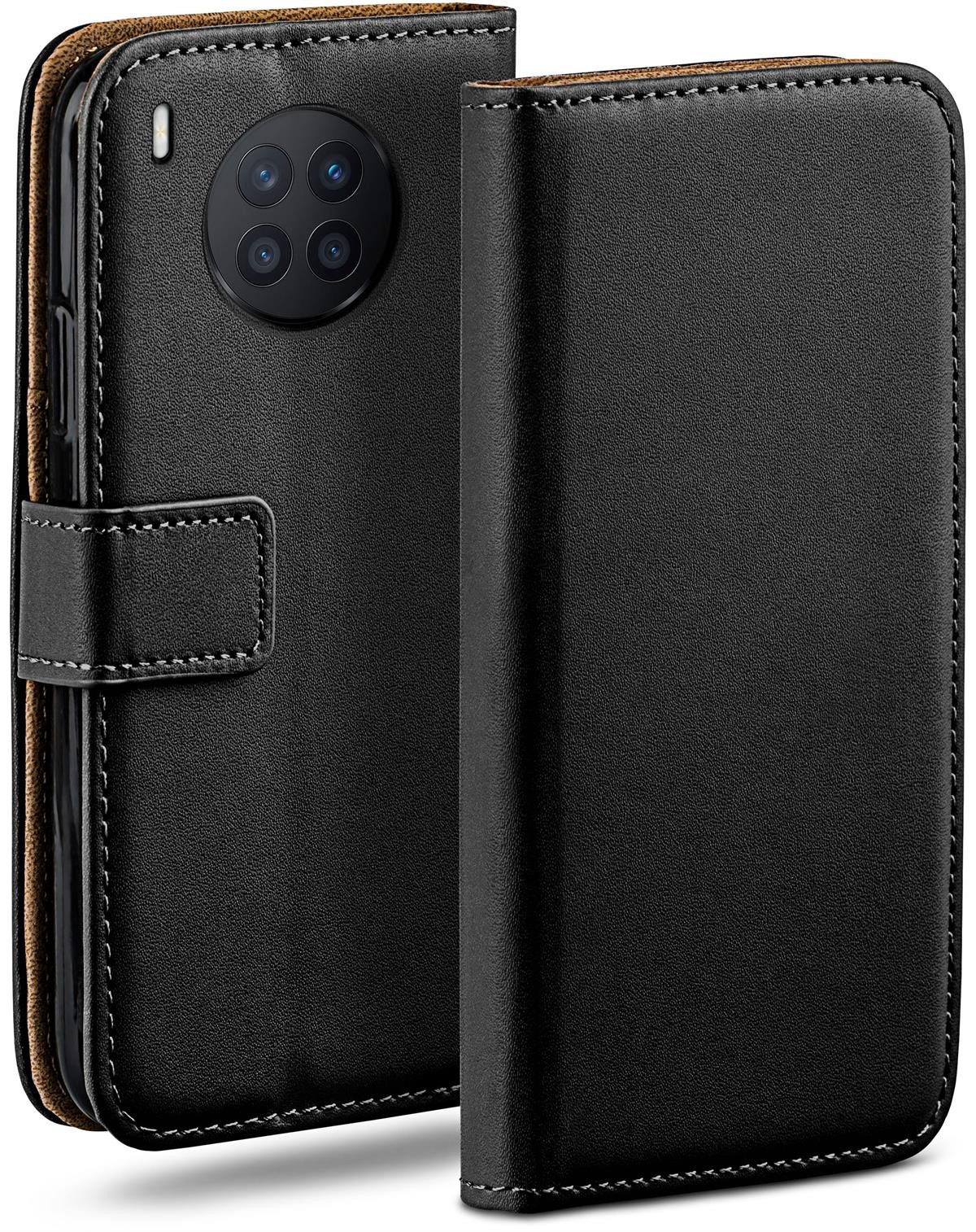 moex Handyhülle für Huawei nova 8i Hülle Klappbar Book Case Schwarz 6,67 Zoll, Klapphülle Kartenfach Flip Cover Handytasche Leder Optik Schutzhülle