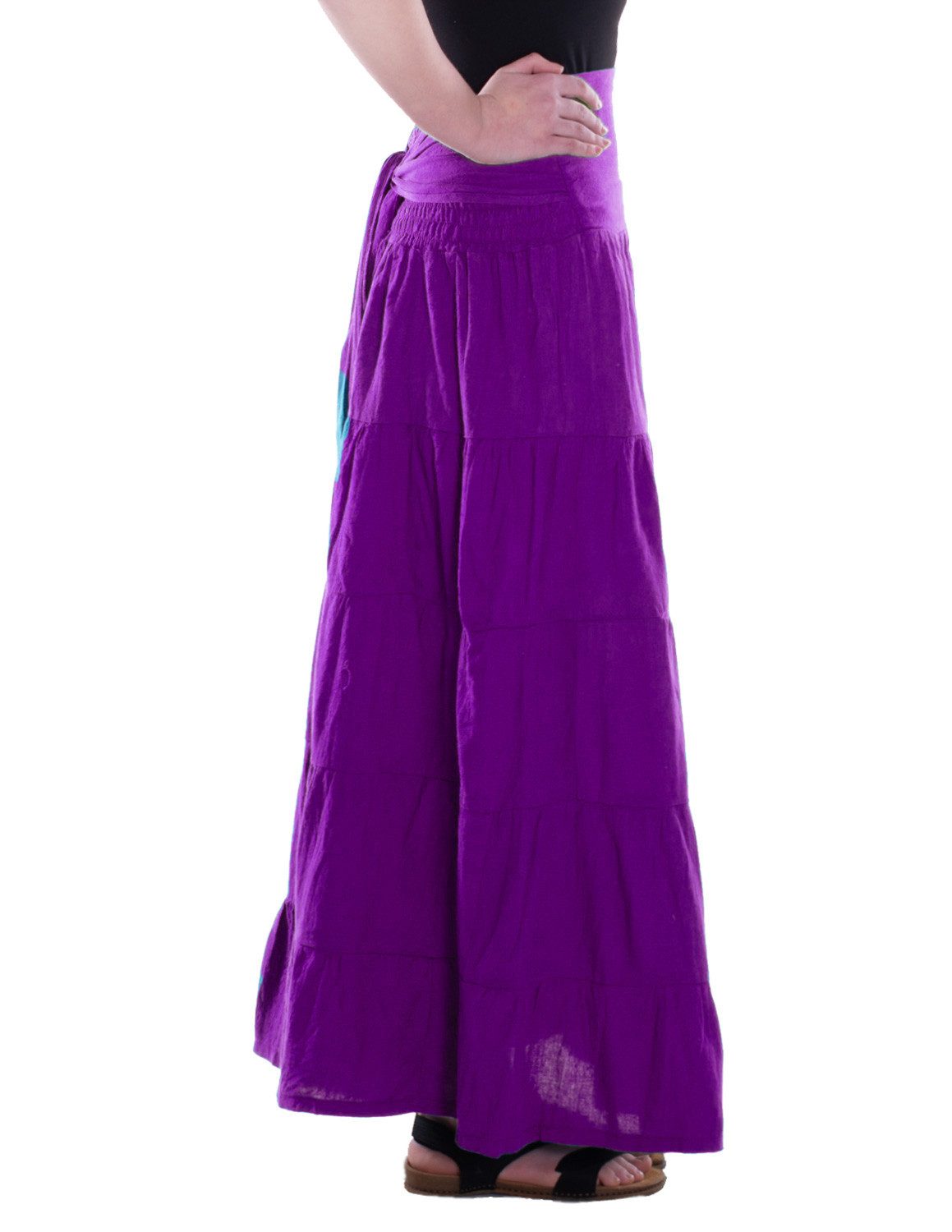 Vishes Maxirock Damen Maxi-Rock Baumwolle Vintage, Retro elastischer Bund mit Kordel-Z Alternative Bekleidung, Ethno, Hippie, Retro Style