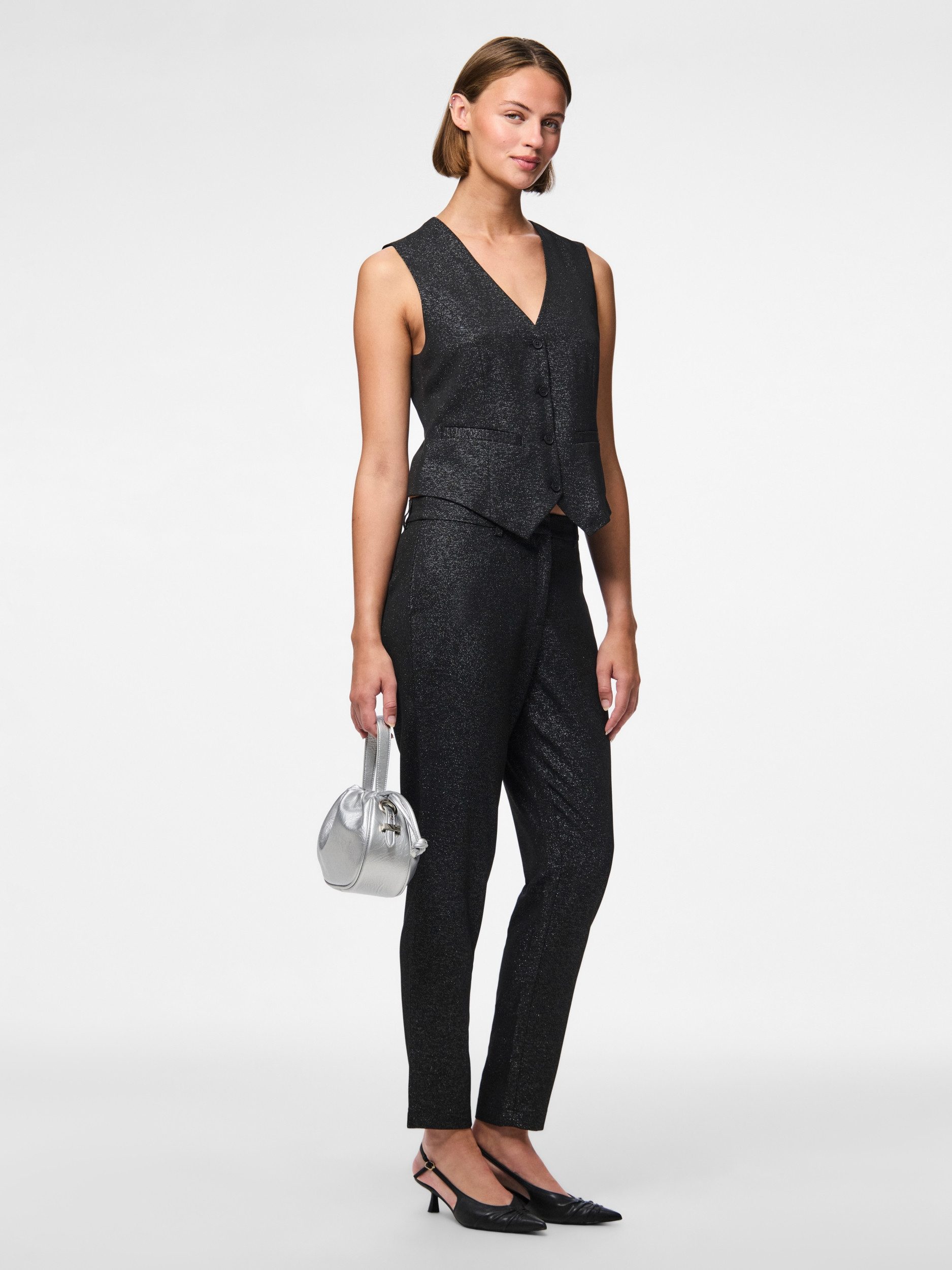 pieces Stoffhose PCBOSELLA MW ANKLE GLITTER PANT NOO