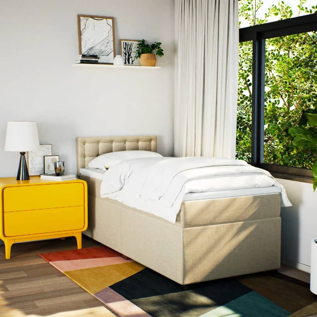 vidaXL Bett Boxspringbett mit Matratze Creme günstig online kaufen