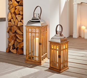 Home-trends24.de Kerzenlaterne Laterne Holz Windlichter Kerzenhalter Kerzenständer Teelichthalter 60