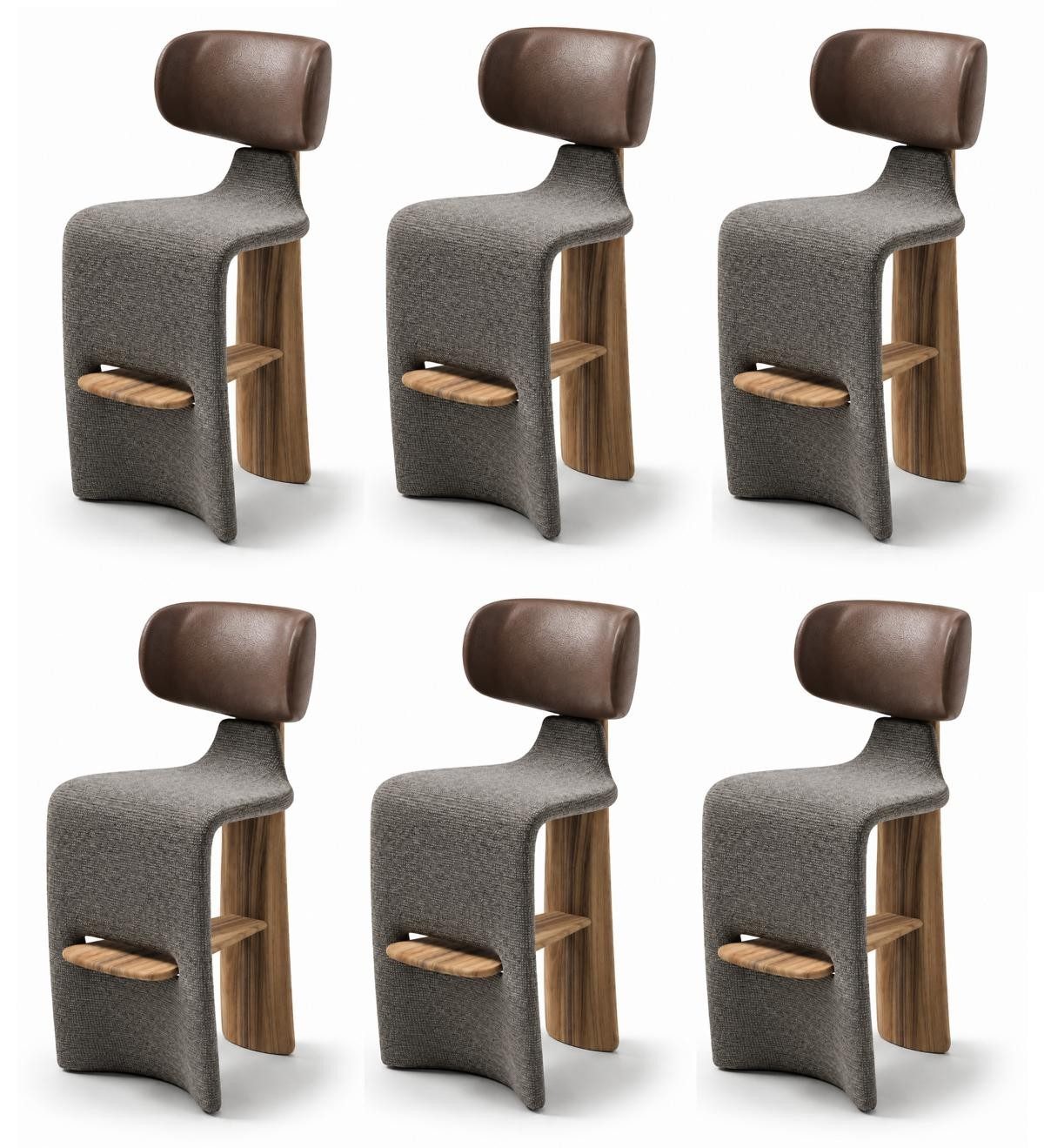 Xlmoebel Barhocker Moderner Barhocker in Grau-Braun aus Holz für eleganten Komfort, Made in Europa