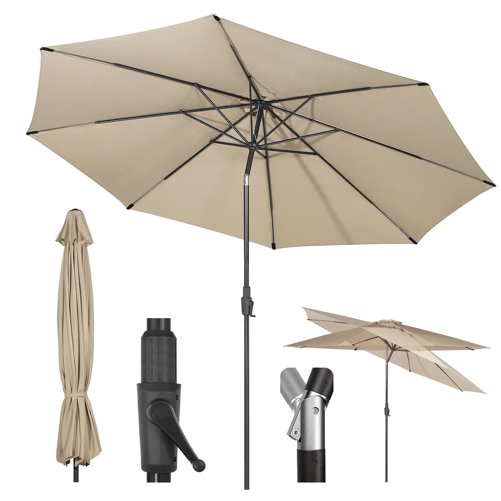Sekey Sonnenschirm Gartenschirm mit Kurbel ∅ günstig online kaufen