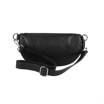 ITALYSHOP24 Bauchtasche Made in Italy Damen Leder Gürteltasche Hüfttasche Brusttasche Bodybag (Spar-Set aus einer Tasche mit dem Ledergurt und einem breitem Stoffgurt/Umhängeband), 1 Tasche & 2 Gurte, Schultertasche, Umhängetasche mit 2 Schulterriemen