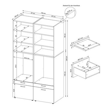 Roomart Waschmaschinenumbauschrank (Waschmaschinenschrank mit Schrankaufsätzen Waschturm Mehrzweckschrank)