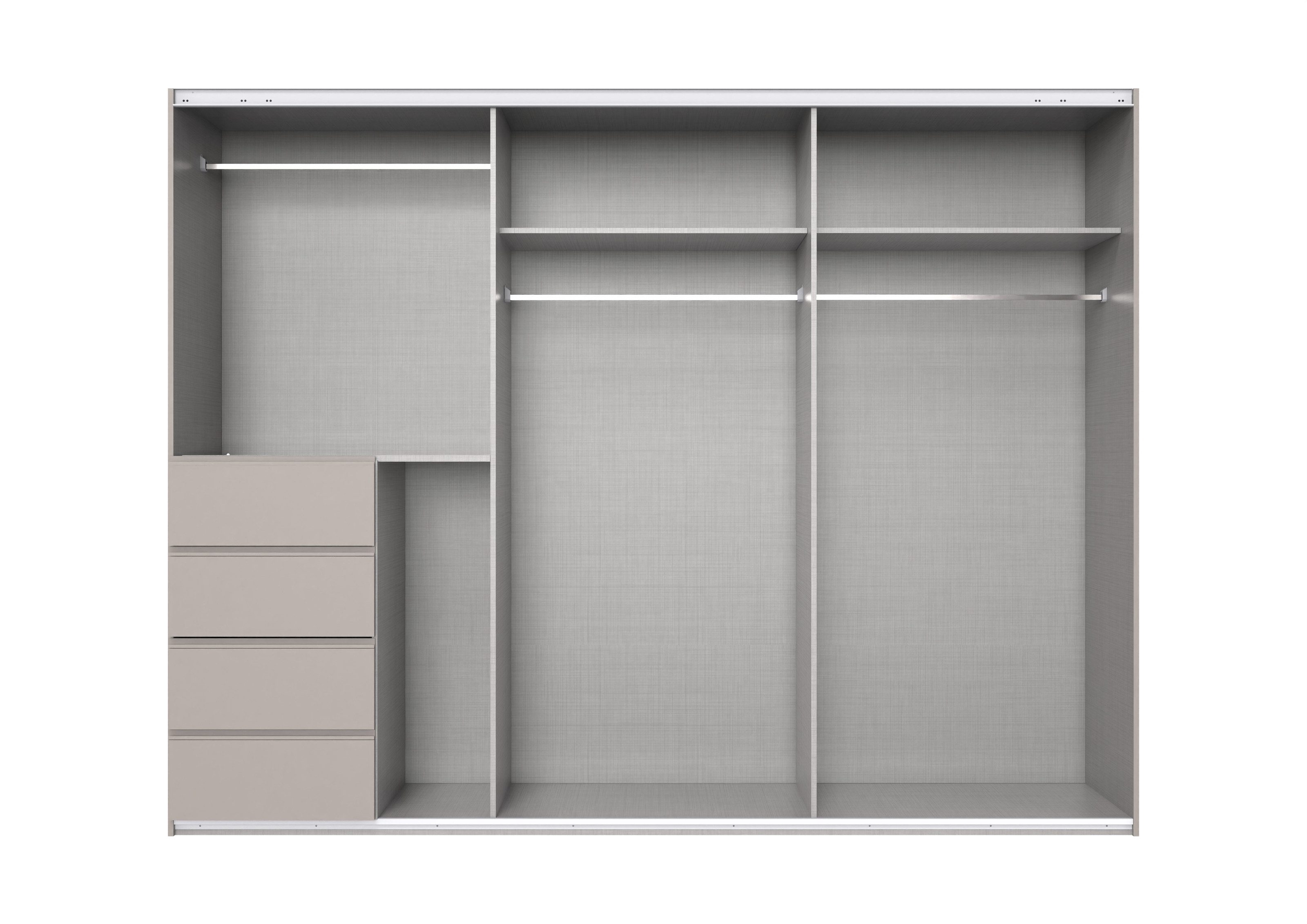 freiraum Schwebetürenschrank BALI in SAHARAGRAU + GLAS SAHARAGRAU - 270x208x64 (BxHxT)