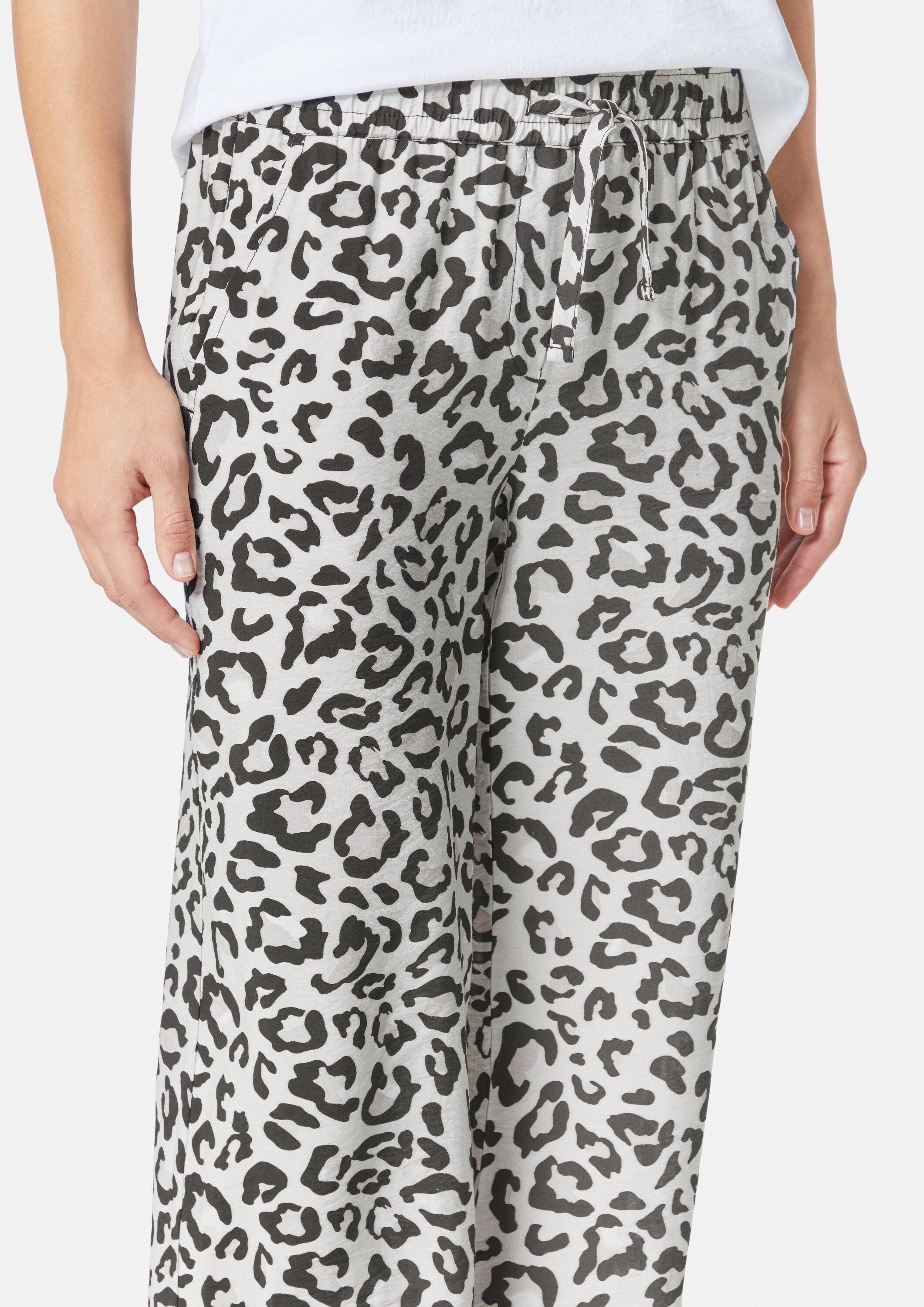 comma Chinos Hose Schlupfhose mit Bindedetail und Leo-Muster