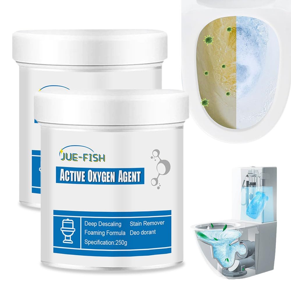 Bundviel Toilet Active Oxygen Agent,Reiniger Schaum,Kraftvoller Kalkentferner WC-Reiniger (2-St)