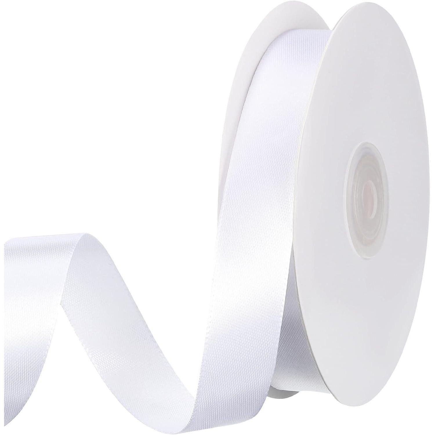 LuxusKollektion Geschenkband 50m Schleifenband Weiß 20mm Satinband Geschenkband Dekoband Hochzeit