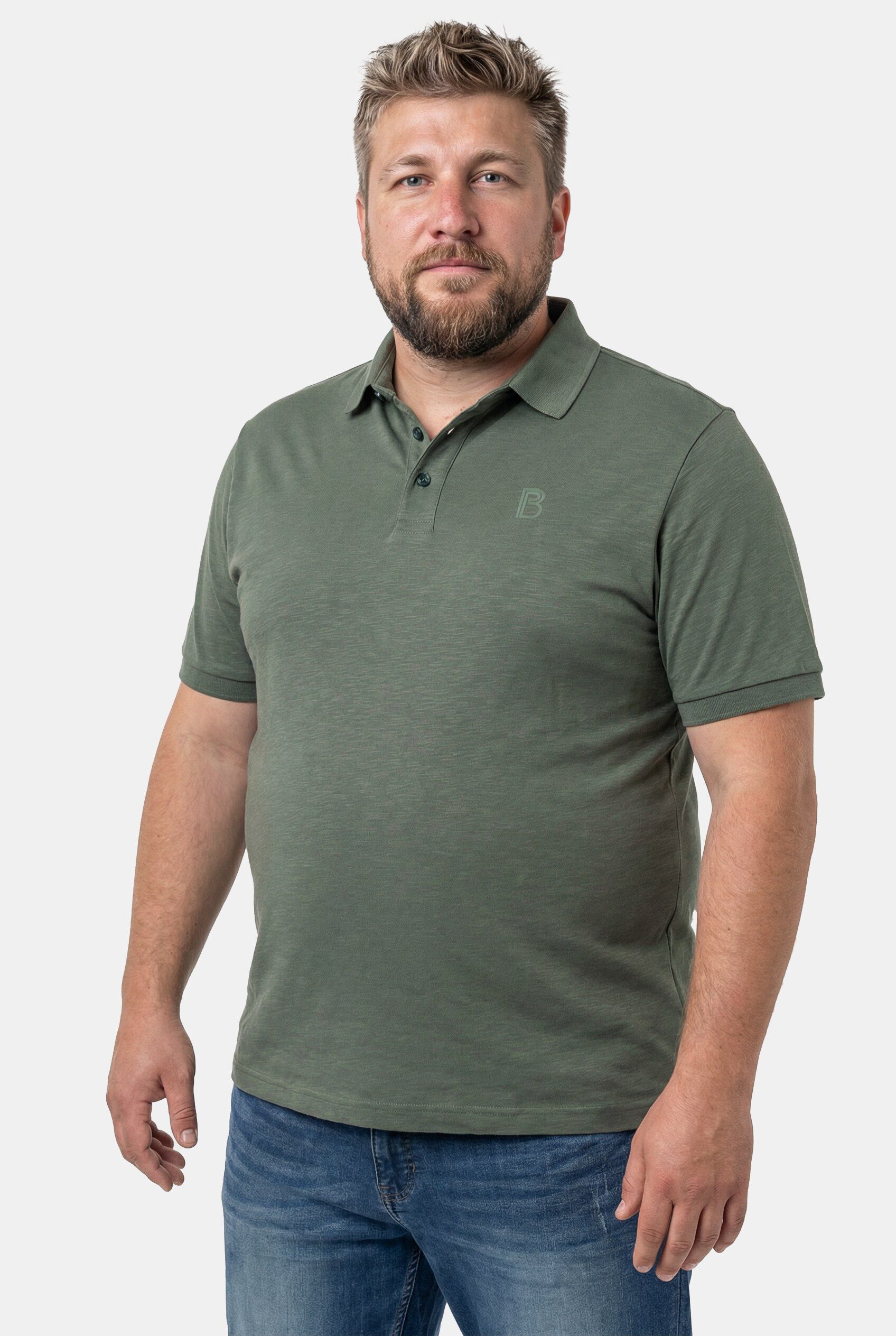 Boston Park Poloshirt Poloshirt Flammjersey Brustprint Halbarm
