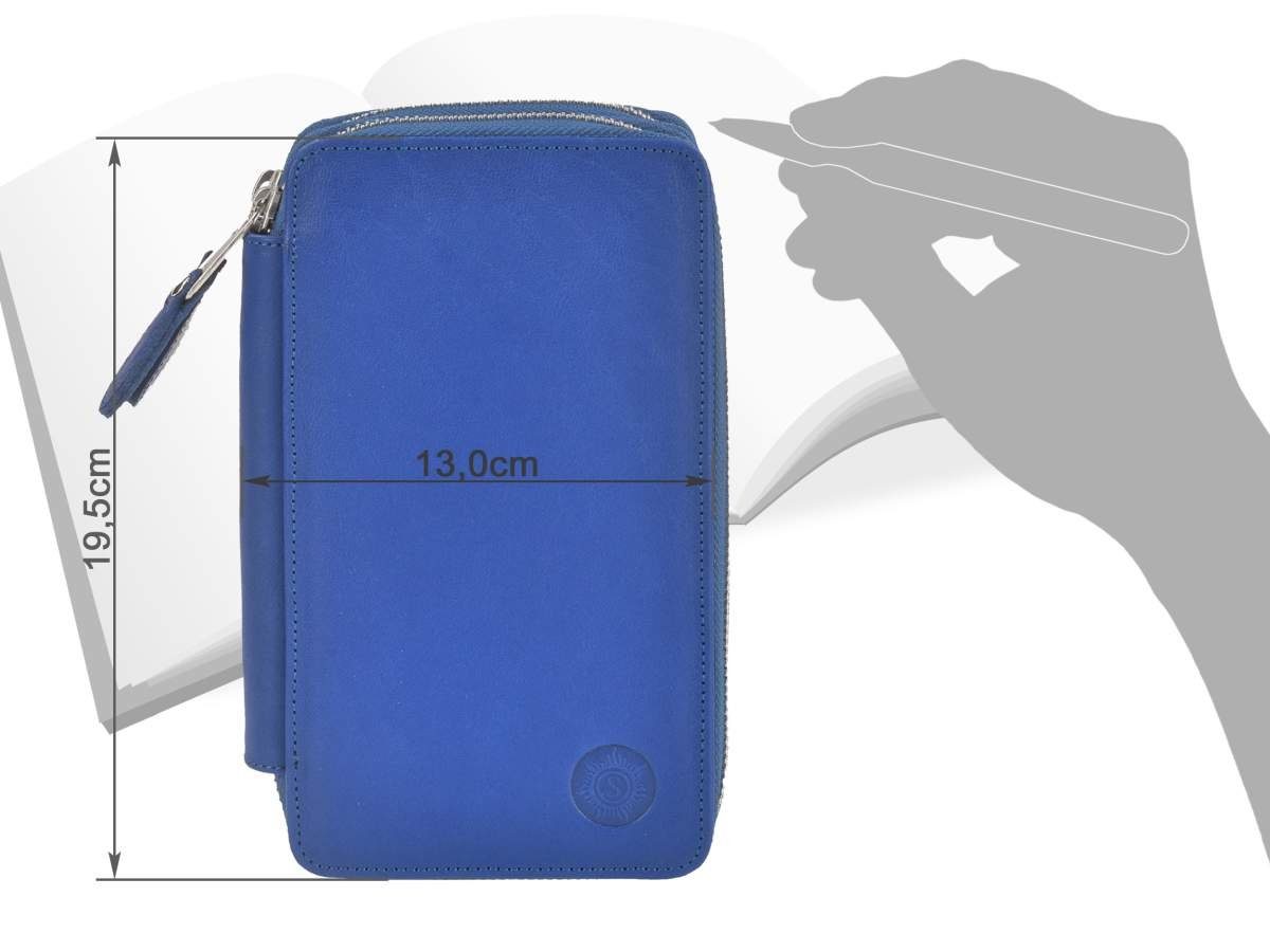 Sonnenleder Federtasche Bosse, Stifteetui, Schüleretui, 2-Fächer, 28 Stiftschlaufen, Rindleder