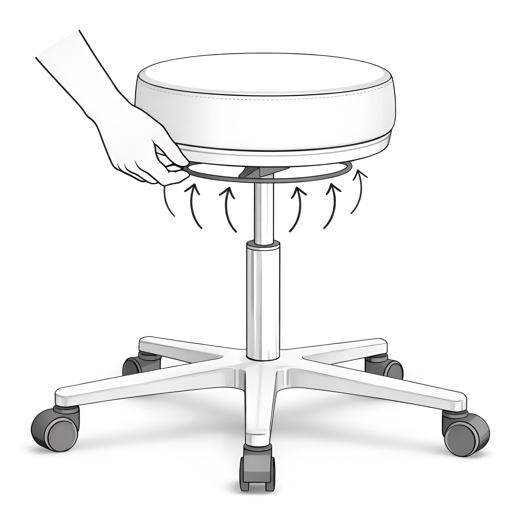 Versee Drehhocker Arbeitshocker Echtleder - höhenverstellbar, 150kg belastbar (Hocker für Büro und Home-Office), ergonomisch höhenverstellbar, 150kg belastbar – Bild 5 von 5