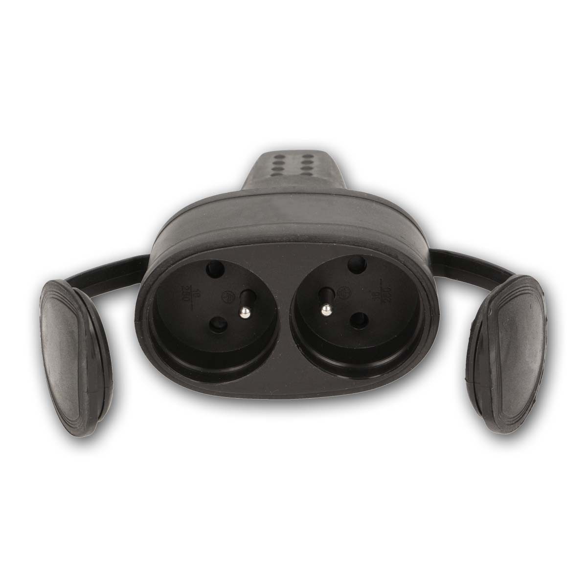 world-trading-net Schuko-Kupplung Gummi-Doppel-Kupplung Schutzkon, 16A, IP44, E-Type