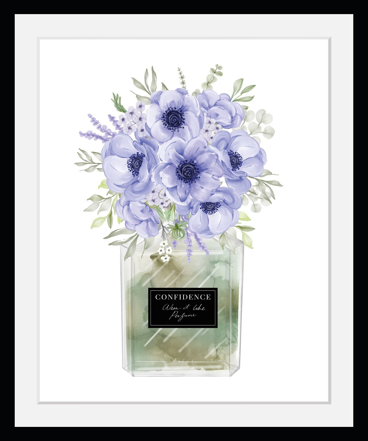 my home Bild mit Rahmen Blumen Parfüm - Gerahmter Digitaldruck - Wandbild, (1 St), Holzrahmen - Dekoration