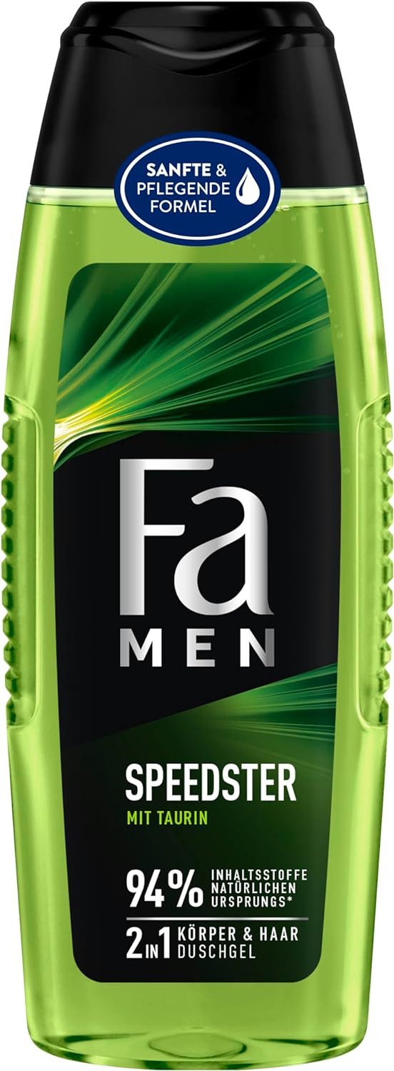 FA Duschgel Duschpflege Men Speedster, 6x 250 ml, 6-tlg., 2in1 Formel, aus recyceltem Material, Vegan