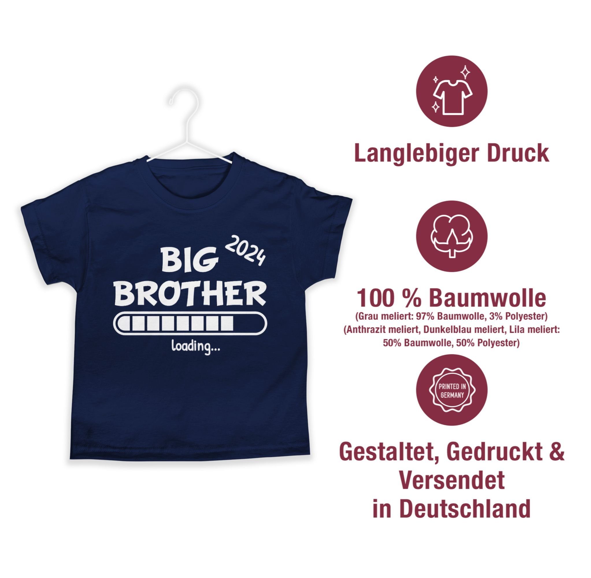 Dunkelblau loading Geschwister Schwester und Big Shirtracer T-Shirt Brother 1 Bruder 2024