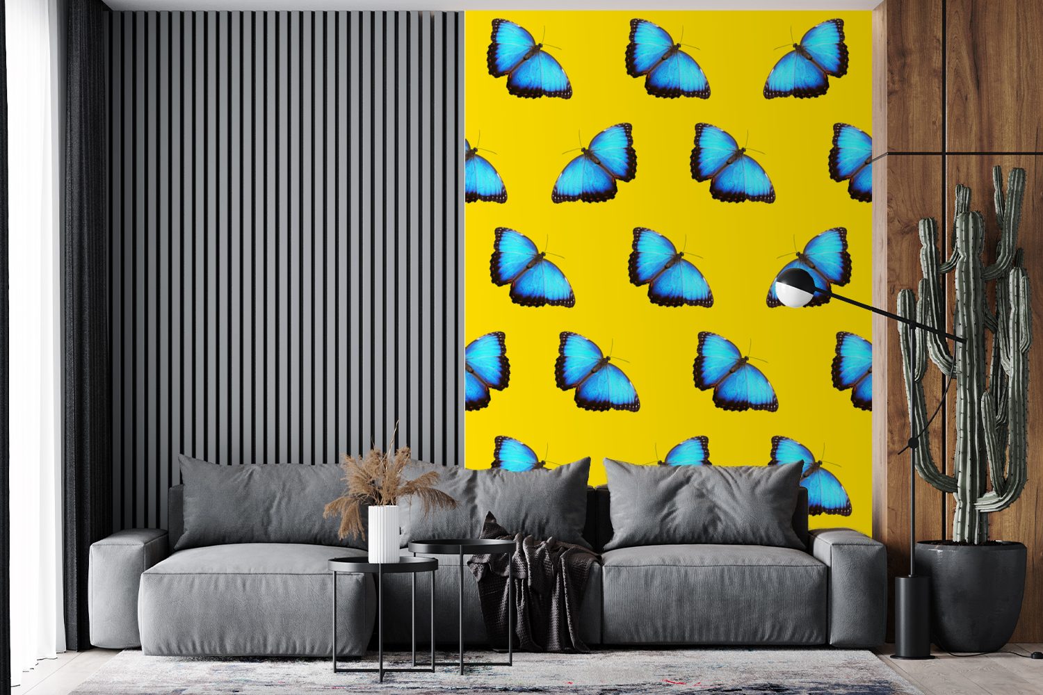 Muster, - Matt, Schmetterlinge Wandtapete Tapete Wohnzimmer, für Fototapete Vinyl Blau (3 Montagefertig - bedruckt, St), MuchoWow