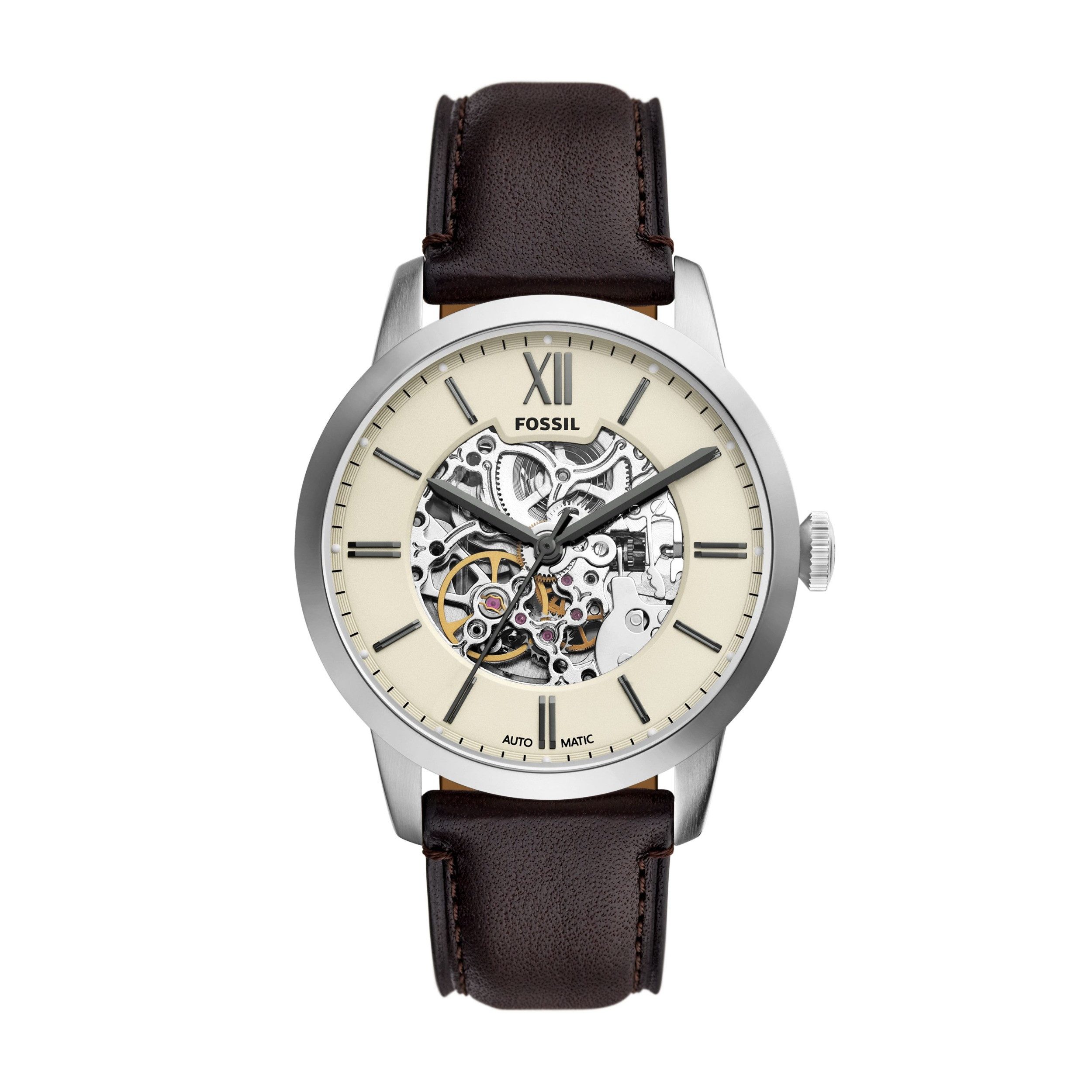 Fossil Automatikuhr Fossil Herren-Uhr Townsman Analog Automatik Leder-Band Braun ME3299