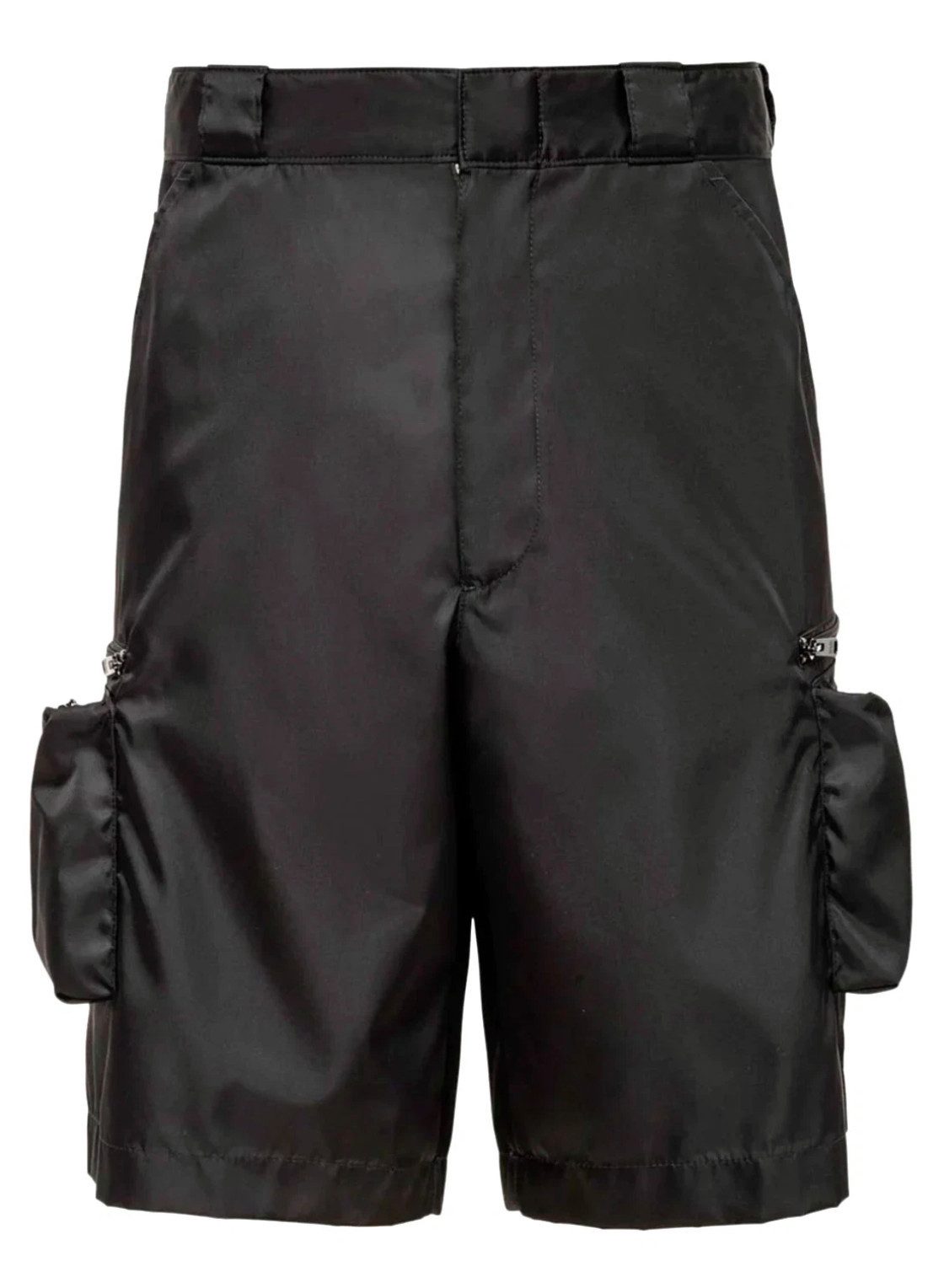 PRADA Cargoshorts Re-Nylon Bermuda Utility Hose Metall Logo Dreieckiges PRADA-Logo aus Metall an der rechten Cargotasche