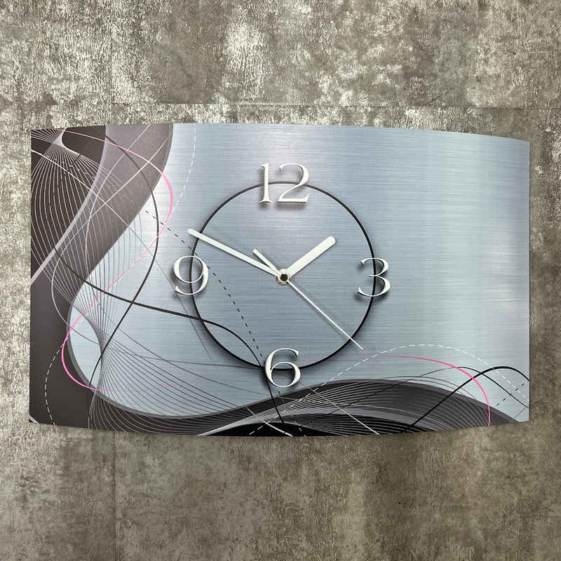 dixtime Wanduhr Abstrakt grau Designer Wanduhr modernes Настінні годинники Design leise kein (Einzigartige 3D-Optik aus 4mm Alu-Dibond)