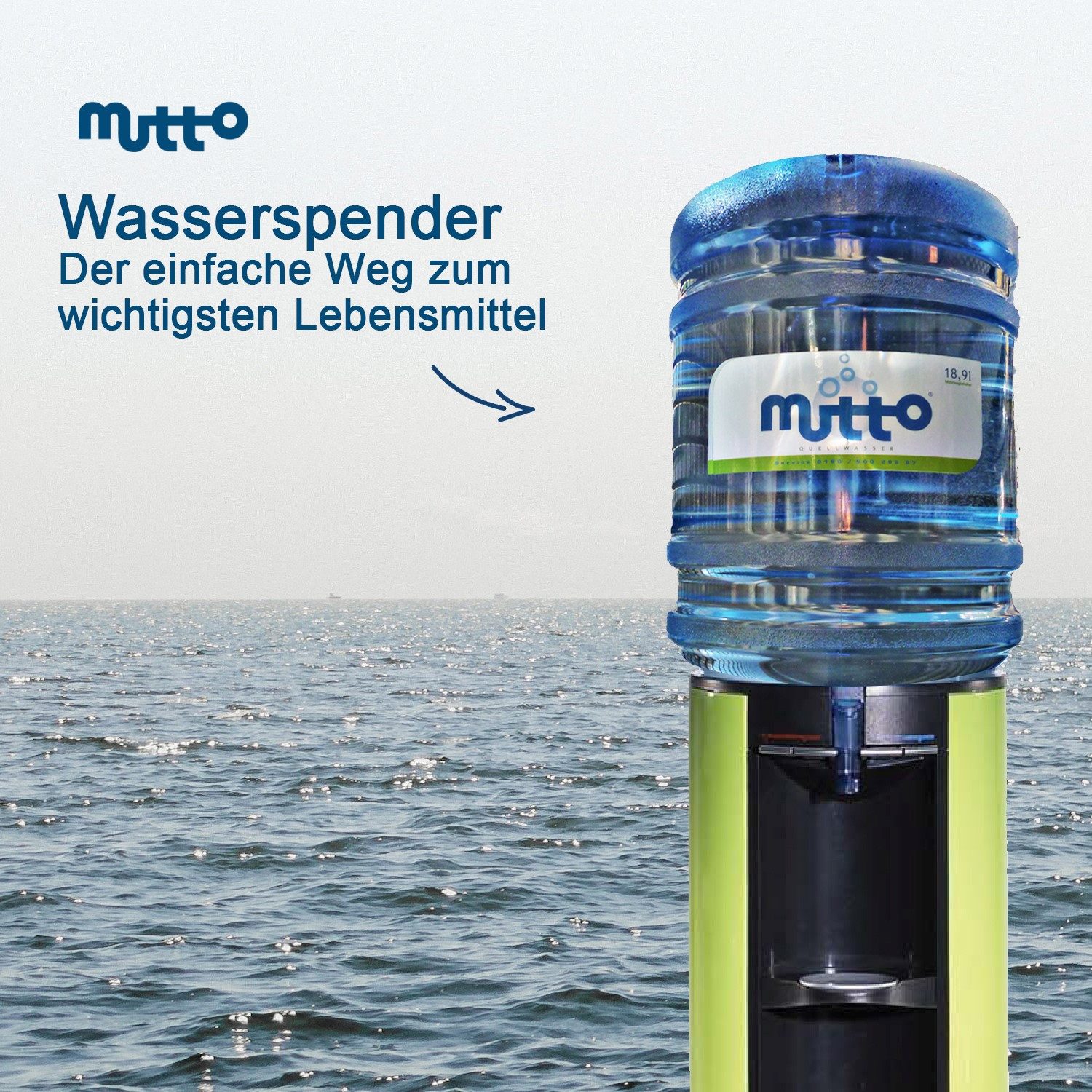 Mutto Trinkflasche Mutto Premium Quellwasser, Wassergallone mit 19 Liter Quellwasser