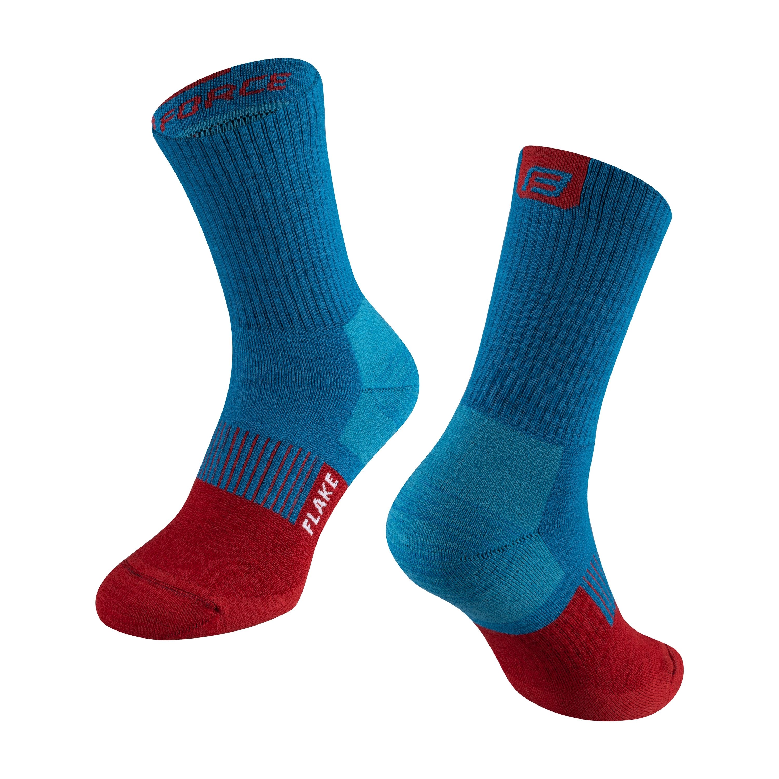 FORCE Sportsocken FORCE Merino Socken FLAKE Thermo, S-M/36-41 Blau/Rot