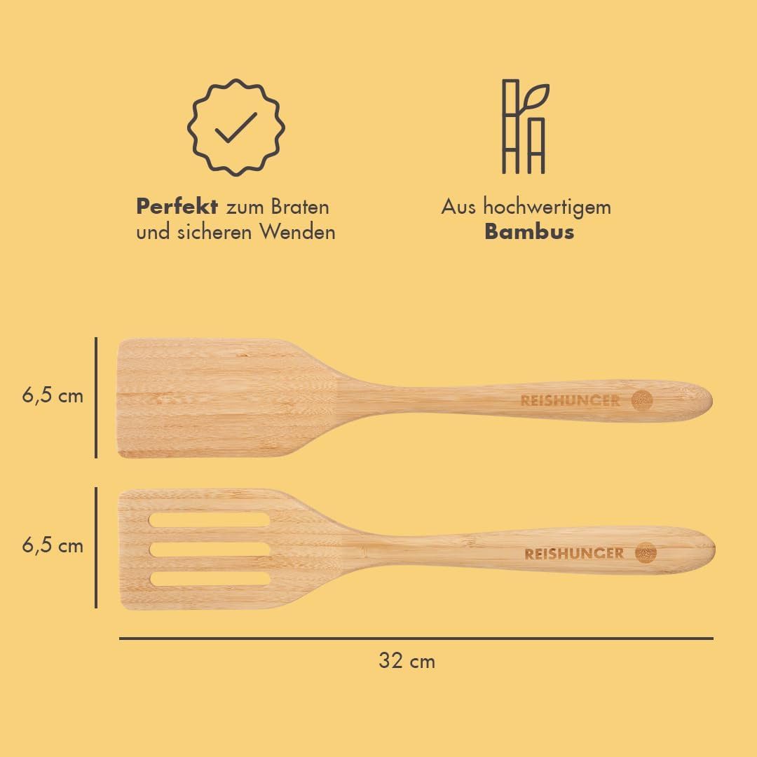 Reishunger Pfannenwender Küchenhelfer Set, aus hochwertigem Bambus