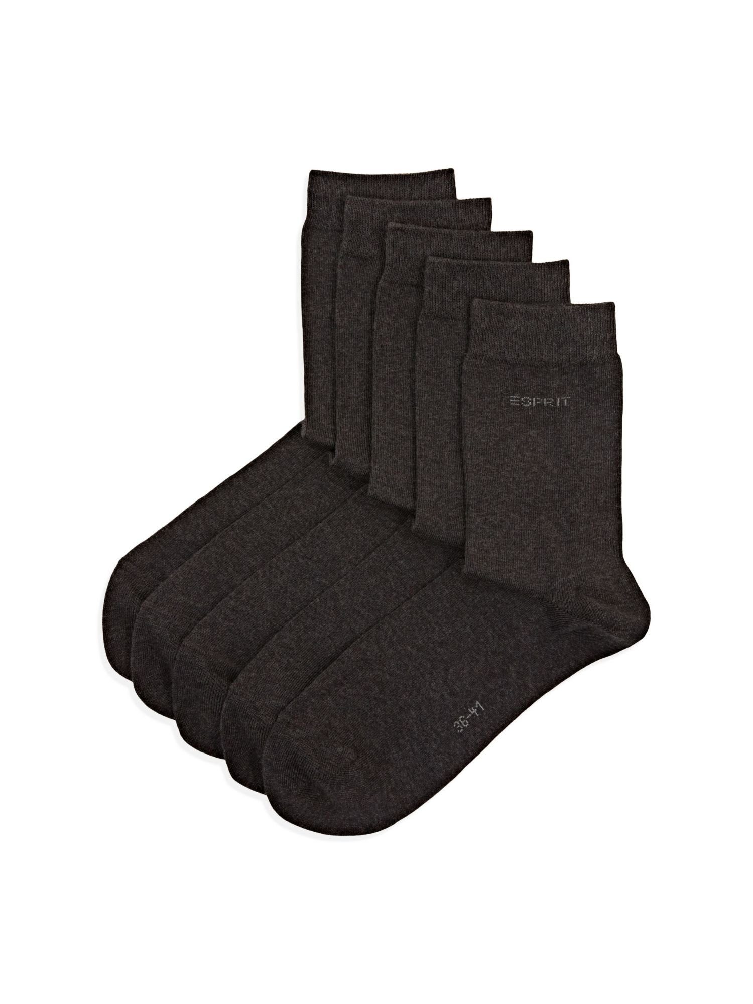 Esprit ANTHRACITE MELANGE Socken, 5er-Pack unifarbene Bio-Baumwolle Socken