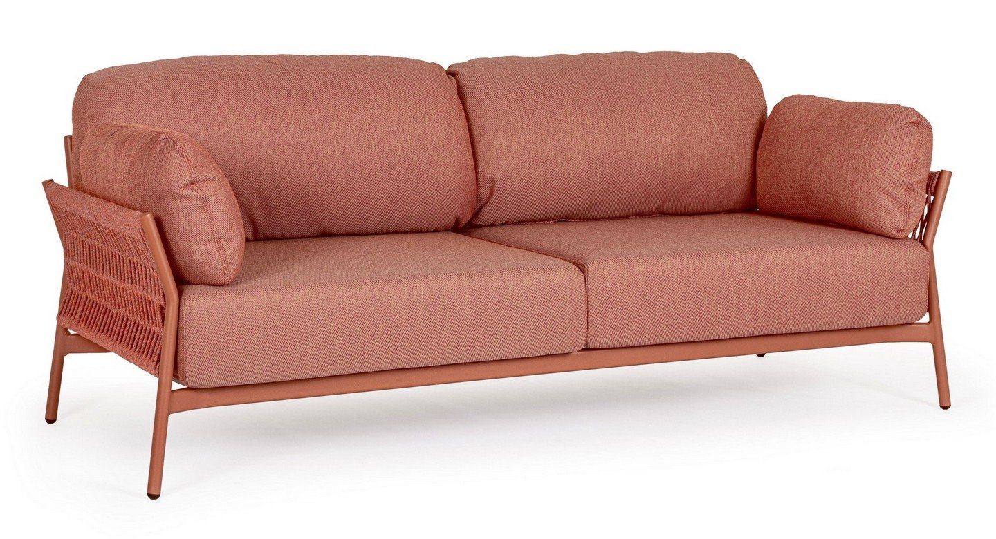 Natur24 Sofa Sofa Pardis 183x80x77cm Aluminium Orange Sofa Couch