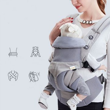XDeer Babytrage Babytrage Kindertrage mit Hüftsitz Bauchtrage Rückentrage, Neugeborene ab Geburt 0-12 Monate Einfach und Hinten Tragen