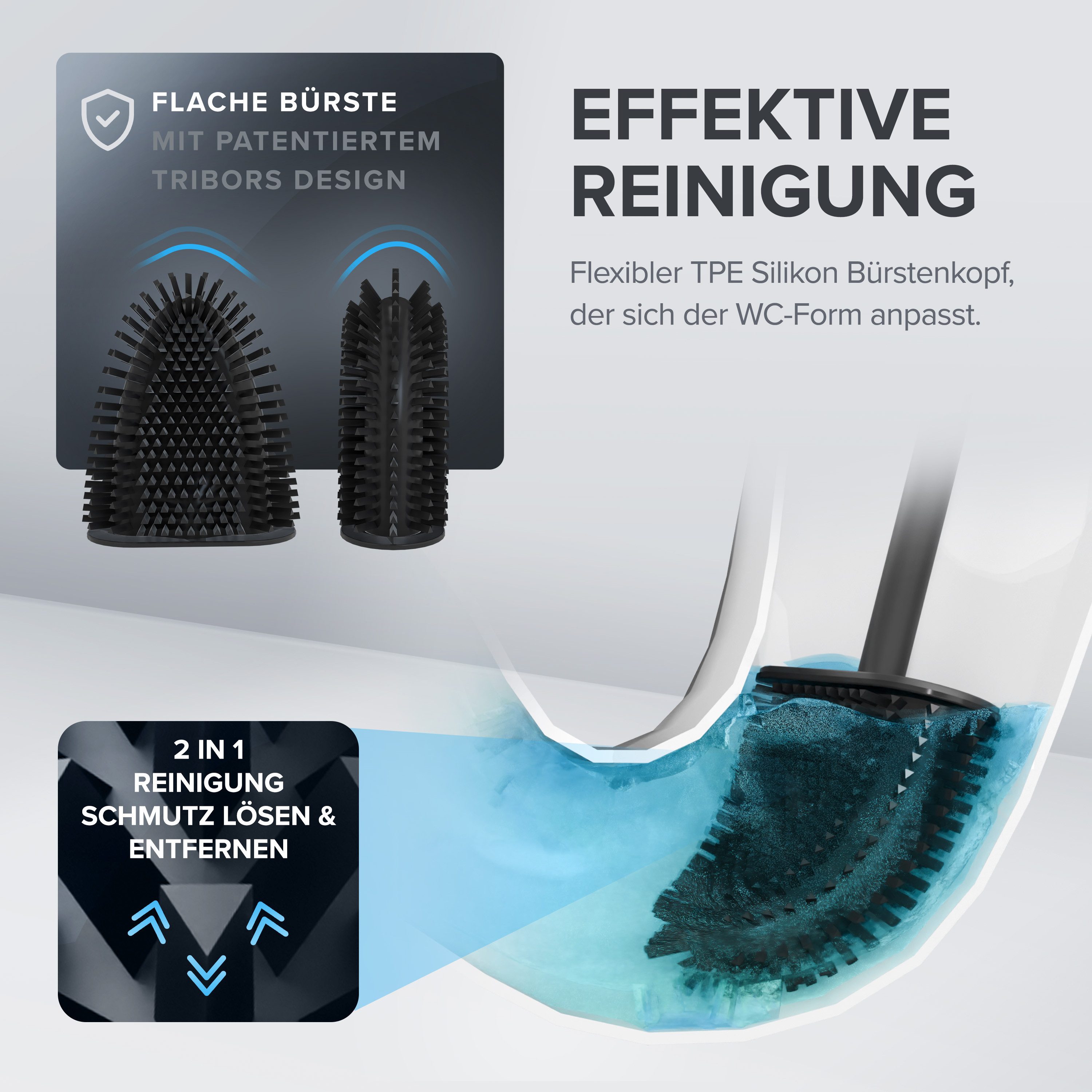 ovimar WC-Reinigungsbürste, (1-tlg), aus Edelstahl in Schwarz zur Wandmontage (optional)