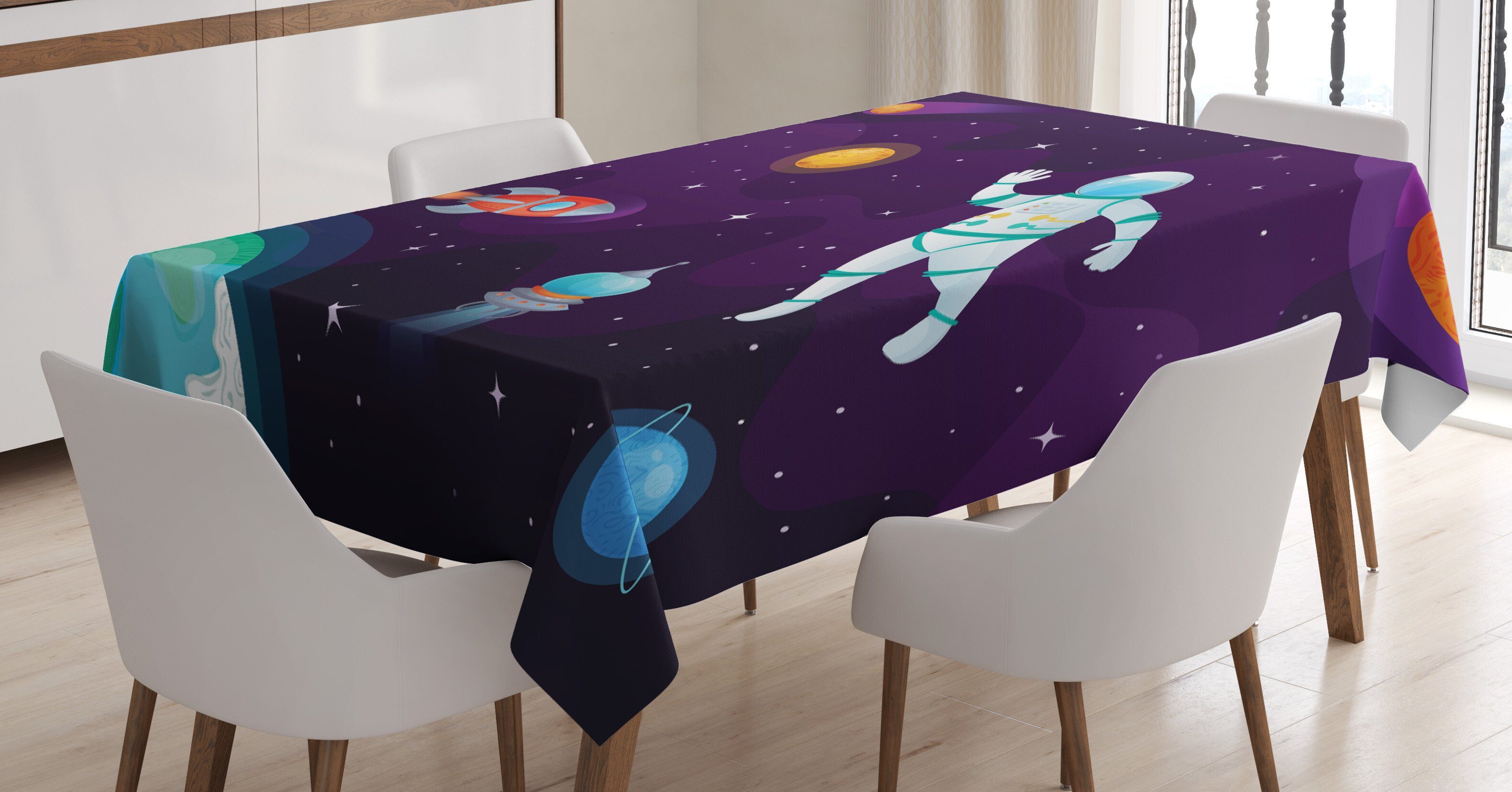 Abakuhaus Tischdecke geeignet Außen Für Farben, Waschbar Klare in Universum Space den System Astronaut Farbfest Bereich