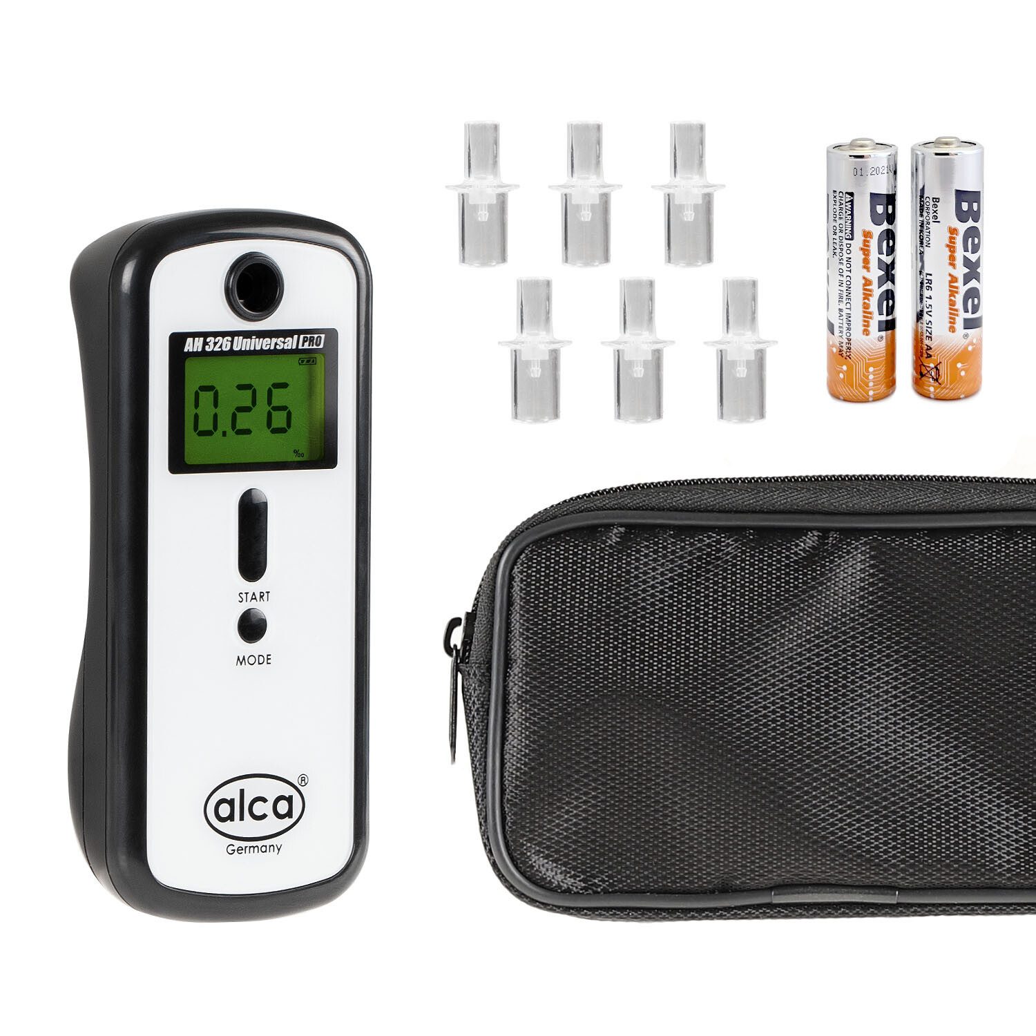 alca Alkoholtestgerät Alkoholtester Polizeigenau digital Komplettset mit Kalibrierung, (1-tlg)