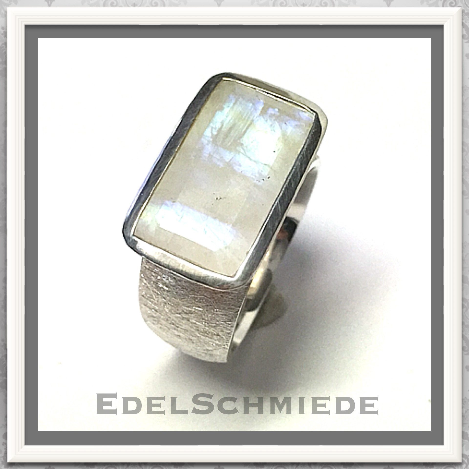 Silberring Silberring 925 großem Mondsterechteckig Größe 57