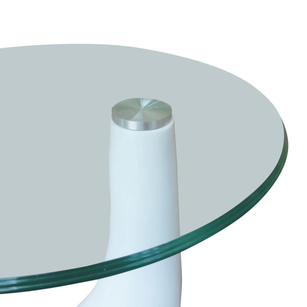 Glasplatte Couchtisch vidaXL Beistelltisch mit runder (1-St) Hochglanz Weiß