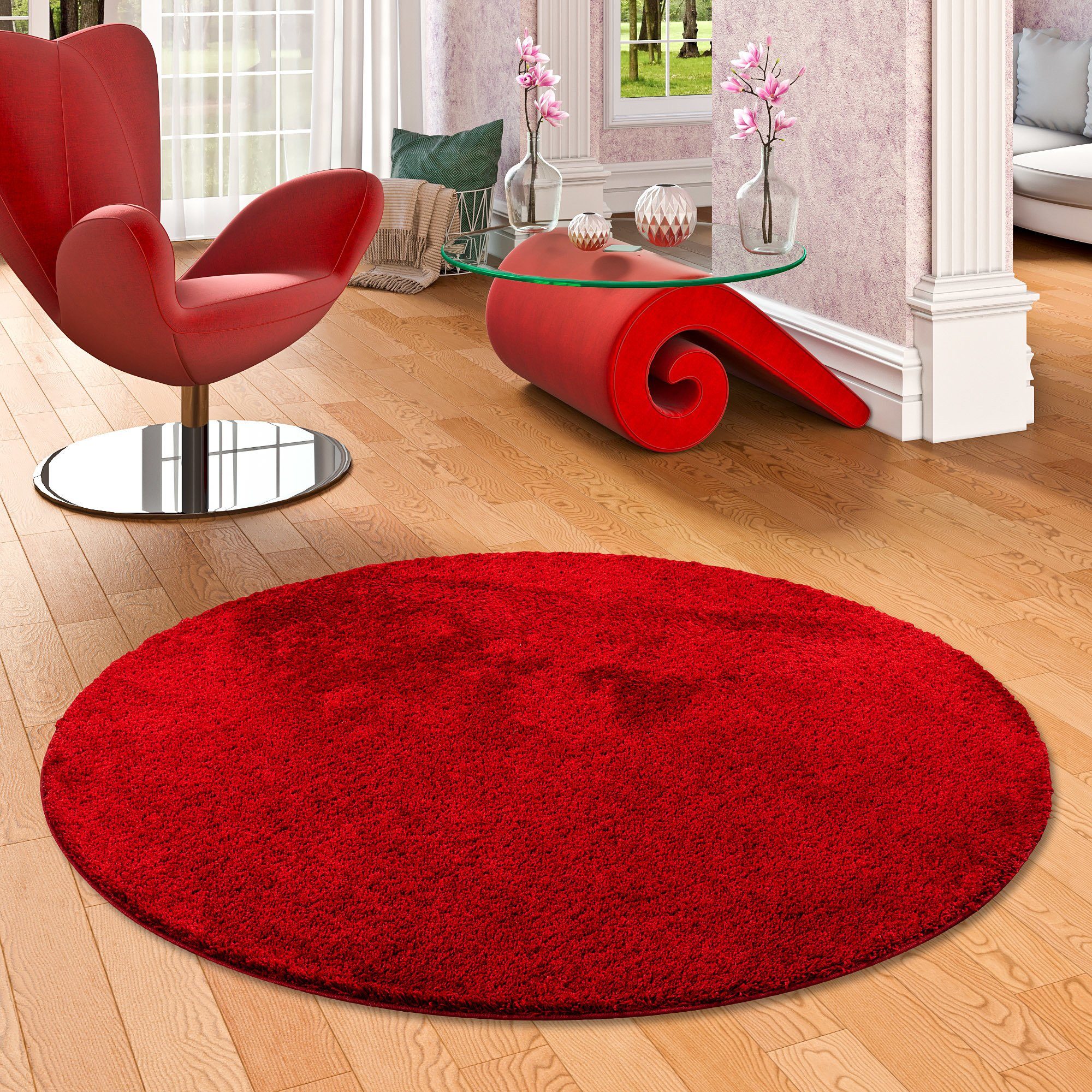 Snapstyle Hochflor-Teppich Hochflor Shaggy Teppich Palace Rund, Rund, Höhe: 36 mm