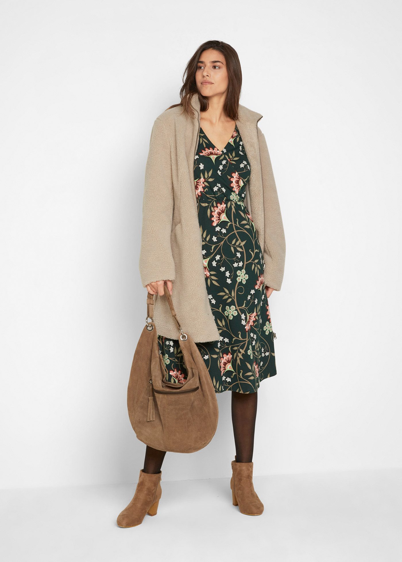 bonprix Jerseykleid für Alltag, aus Baumwolle und Elasthan, mit Wickeloptik – Bild 5 von 5