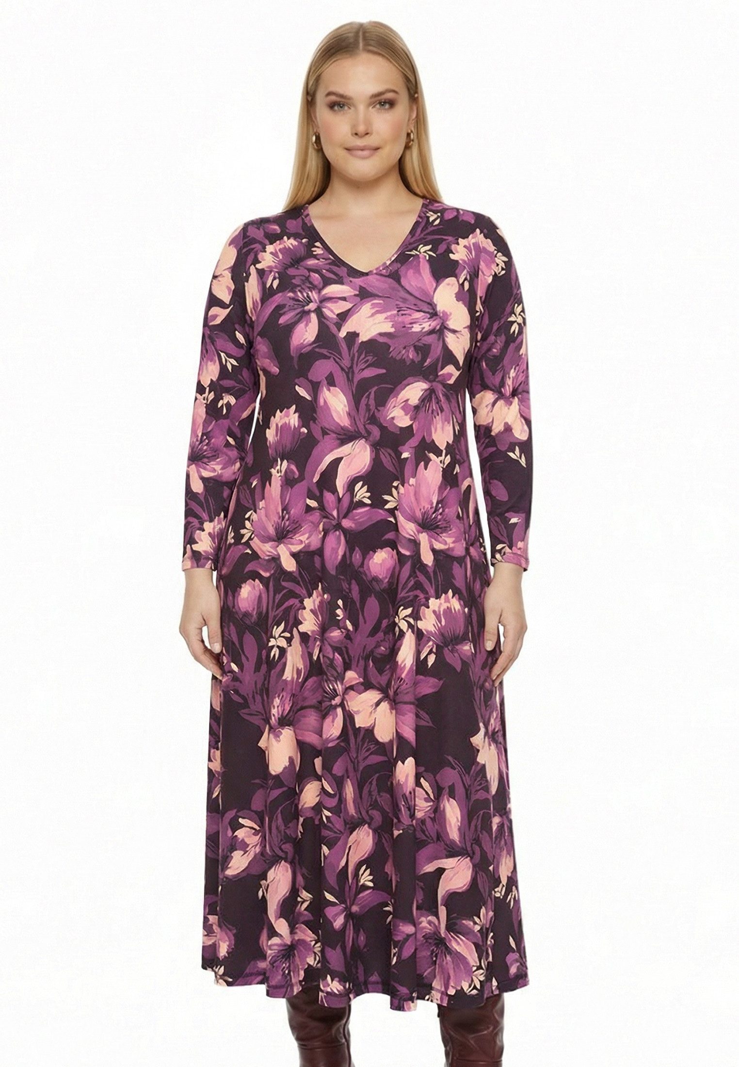 YOEK A-Linien-Kleid Damen Kleid mit Langarm mit langen Ärmeln