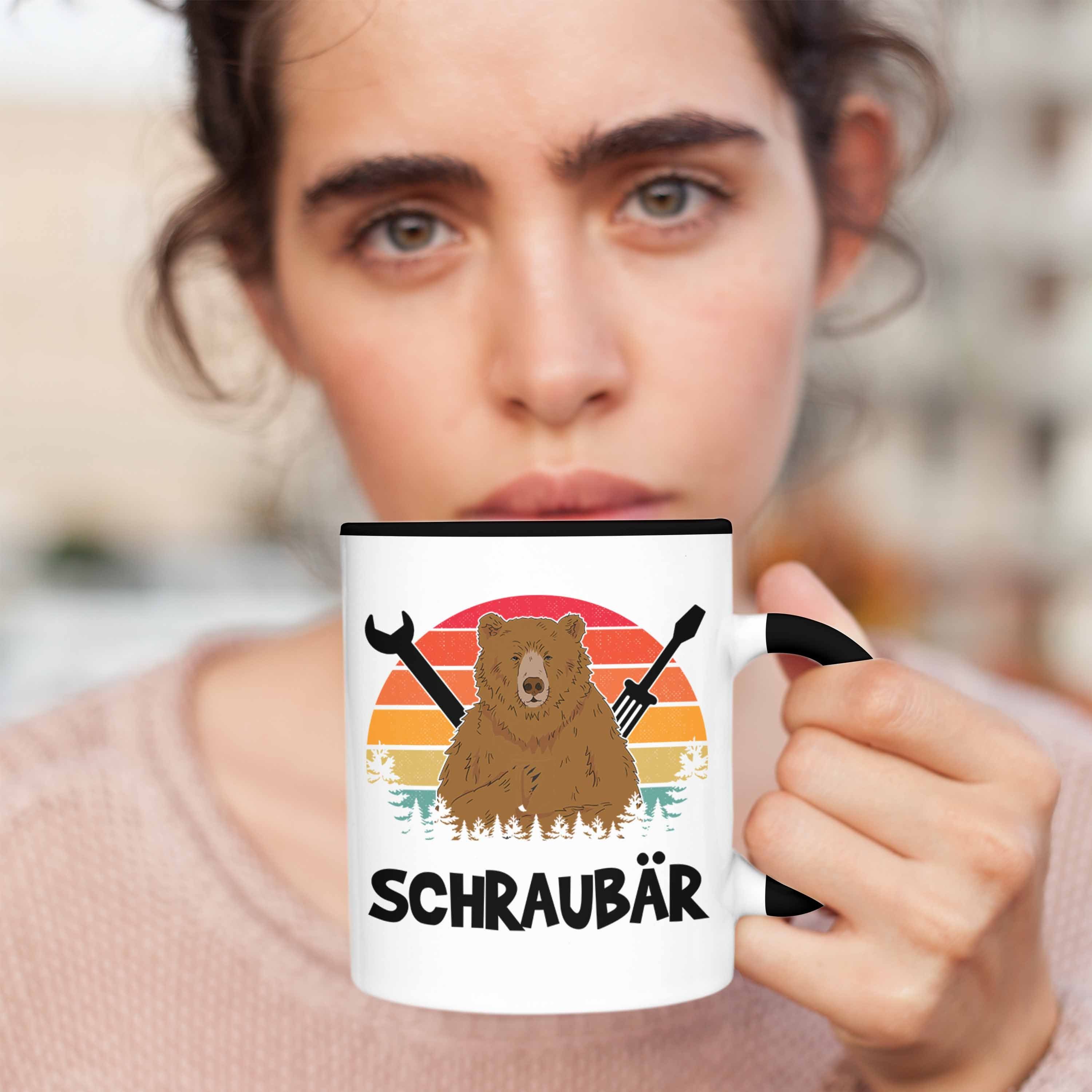 Gesche Mechaniker KFZ Schraubär Trendation Tasse Schrauber Geschenk Schwarz Tasse Mechatroniker