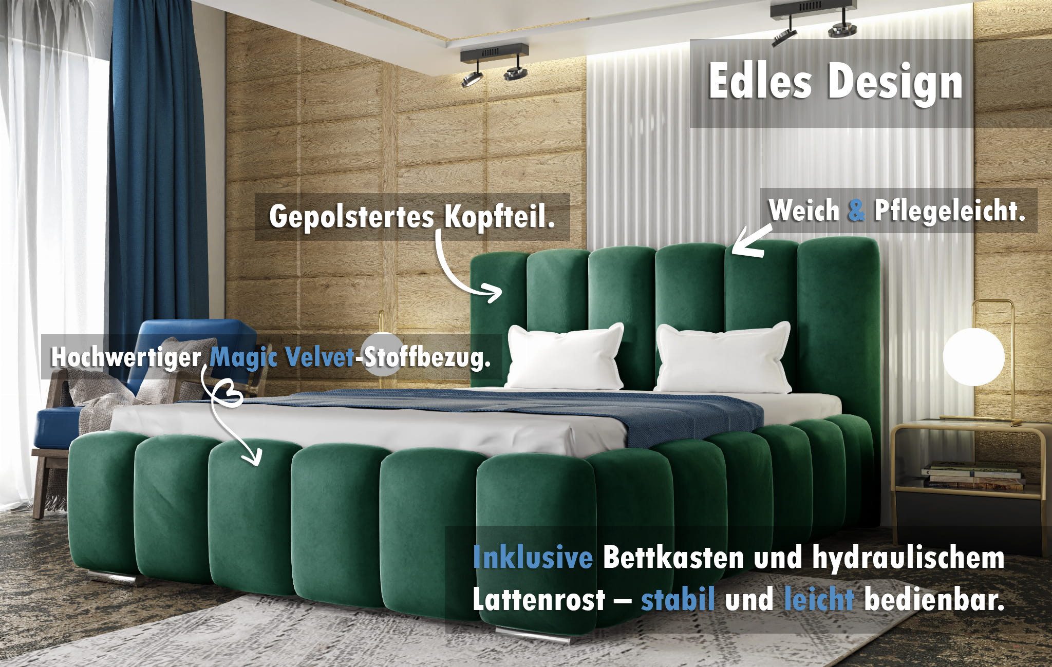 thematys Polsterbett Bettkasten + Lattenrost Stauraumbett 140x200 160x200 1 günstig online kaufen