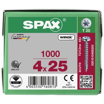 SPAX Schraube SPAX 0201010400255 Holzschraube 4 mm 25 mm T-STAR plus Stahl WIROX