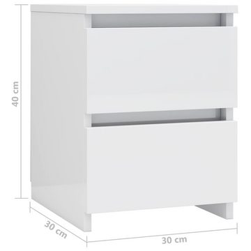 vidaXL Nachttisch Nachttisch Hochglanz-Weiß 30x30x40 cm Spanplatte
